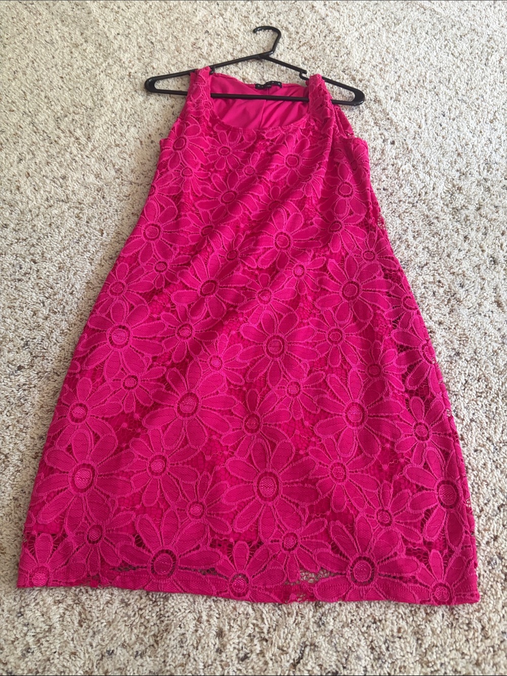 Tiana B. Hot Pink Floral Lace Shift Dress
